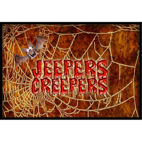 Carolines Treasures Jeepers Creepers With Bat and Spider Web Halloween Doormat- 24 x 36 in. SB3018JMAT - main